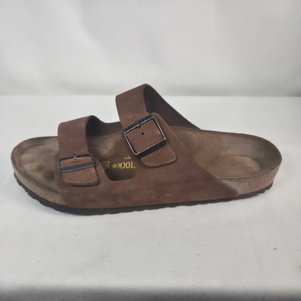 Birkenstock Arizona Men's Brown Suede Buckle Slide Sandals Adjustable US 11